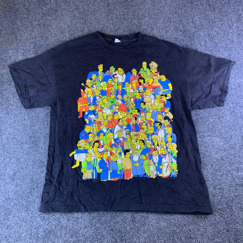 Delta Apparel The Simpsons T-Shirt Mens XL Black Yellow Graphic Cotton Crew Neck